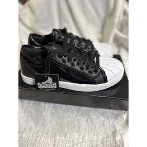 Pastry Kids Black Patent White Toe Shell Toe Sneakers Size 6 Youth